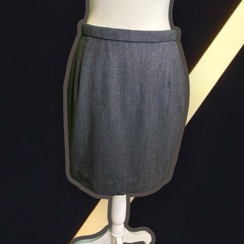 Donna Karan NY Essentials Charcoal Gray Wool Mini-Length Pencil Skirt Size 10